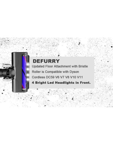 Cepillo Motorhead Defurry con Faros LED para Dyson V7 V8 V10 V11