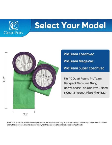 Bolsas de Aspiradora CF Clean Fairy 10Qt Compatibles ProTeam