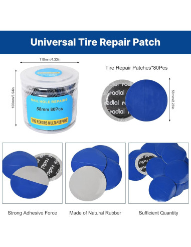 Parche de Reparación de Neumáticos WAONIQ 58mm - 80 Piezas