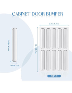 50 Topes de Puerta de Gabinete YEWANG Autoadhesivos 6.35x1.02 cm 2