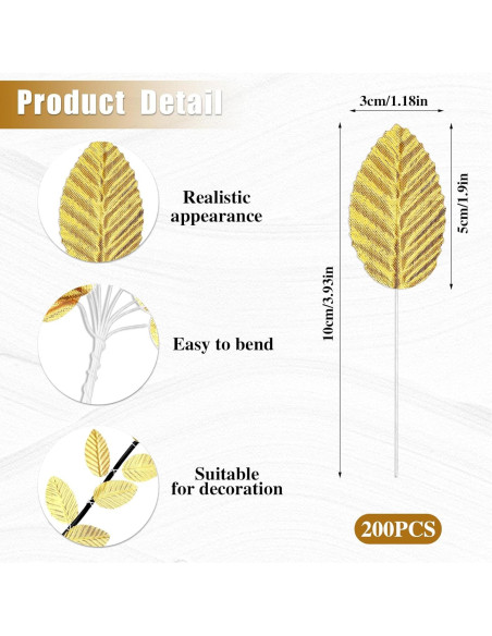 200 Hojas Artificiales Doradas Bruislard para Decoración