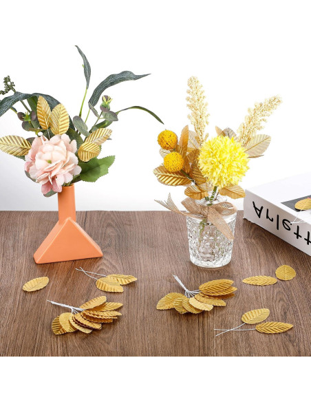 200 Hojas Artificiales Doradas Bruislard para Decoración