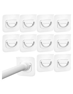 10 Ganchos Adhesivos Soporte Varilla Cortina Aswewamt Blanco