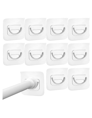 10 Ganchos Adhesivos Soporte Varilla Cortina Aswewamt Blanco