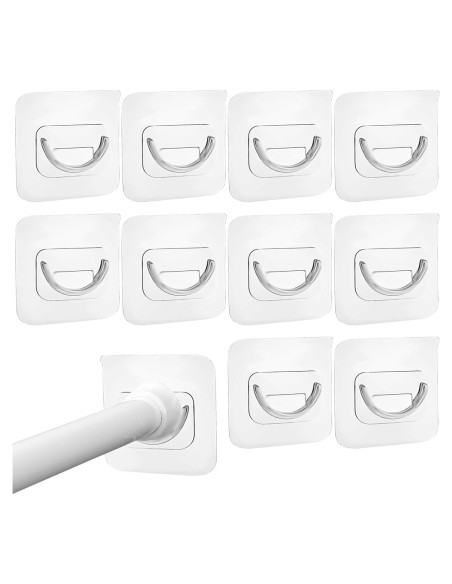 10 Ganchos Adhesivos Soporte Varilla Cortina Aswewamt Blanco