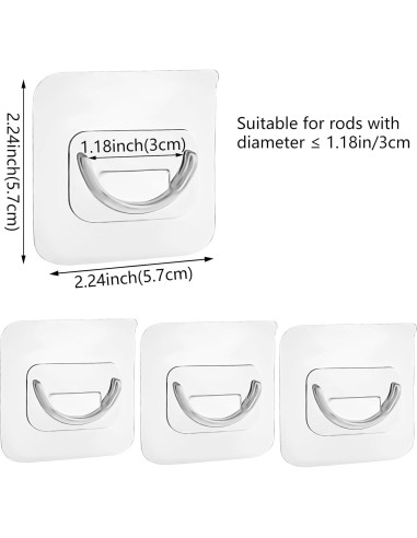 10 Ganchos Adhesivos Soporte Varilla Cortina Aswewamt Blanco