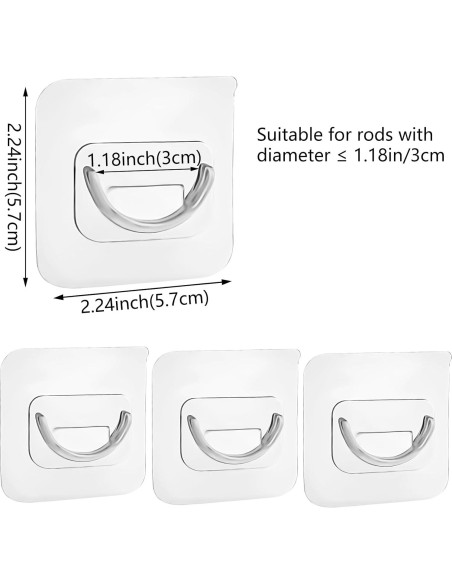 10 Ganchos Adhesivos Soporte Varilla Cortina Aswewamt Blanco
