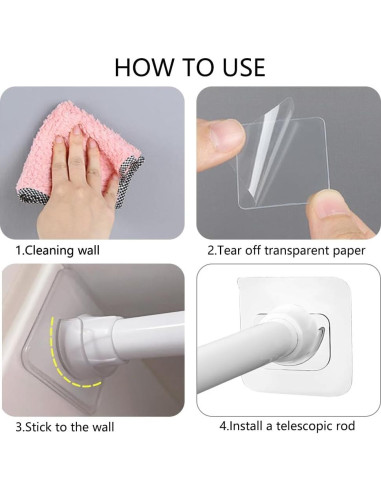 10 Ganchos Adhesivos Soporte Varilla Cortina Aswewamt Blanco