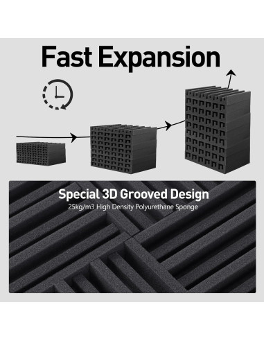 Paquete de 24 Paneles Acústicos HERTBER 30.48x30.48cm Negros