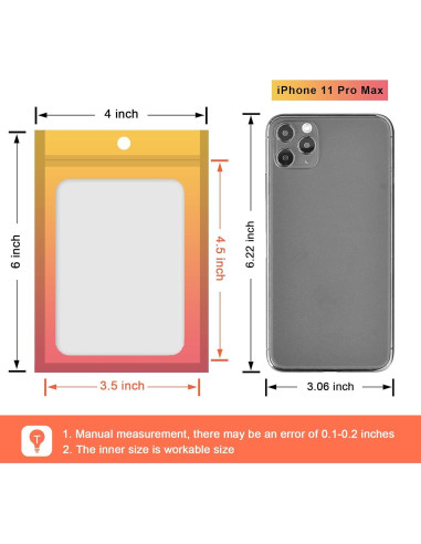 100 Bolsas Mylar Reutilizables Arsmat 10x15 cm Amarillo Naranja