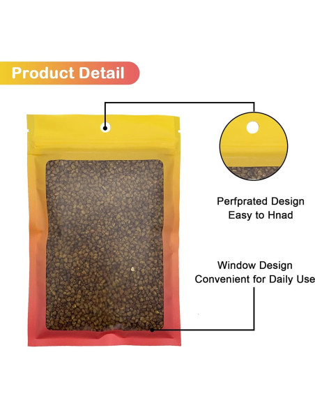 100 Bolsas Mylar Reutilizables Arsmat 10x15 cm Amarillo Naranja