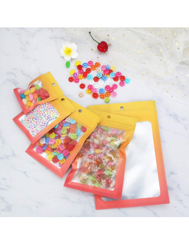 100 Bolsas Mylar Reutilizables Arsmat 10x15 cm Amarillo Naranja