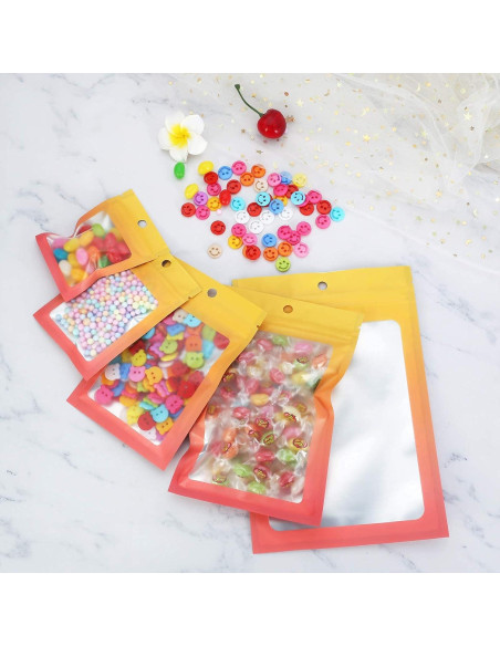 100 Bolsas Mylar Reutilizables Arsmat 10x15 cm Amarillo Naranja