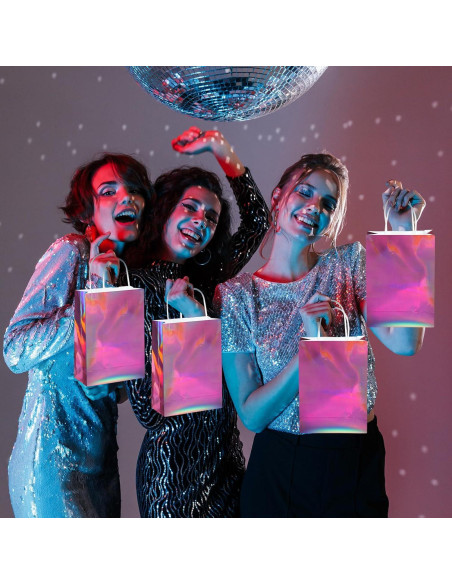 24 Bolsas de Regalo Iridiscentes Rosadas con Asas 7.87x16x21.84cm 24 Bolsas de Regalo Iridiscentes Rosadas con Asas 7.87x16x21.84cm