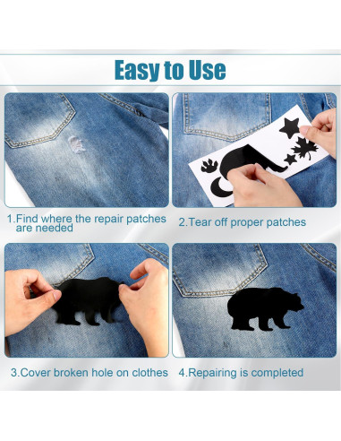 8 Parches de Reparación Autoadhesivos Nylon 20x10 cm Negro