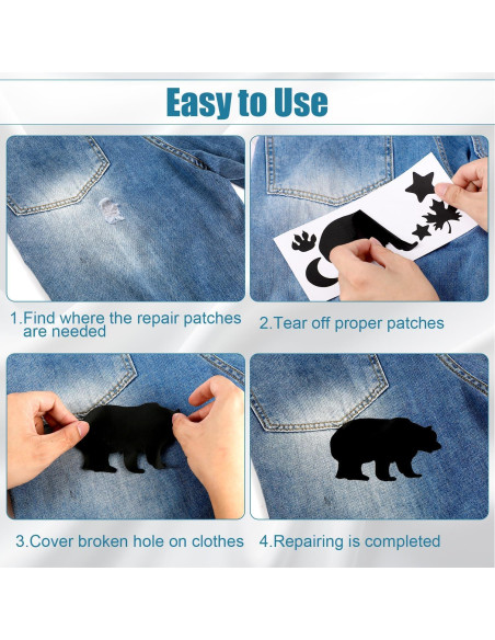 8 Parches de Reparación Autoadhesivos Nylon 20x10 cm Negro