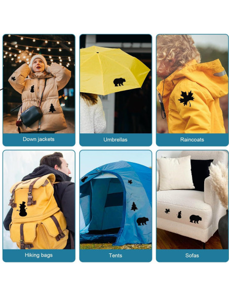 8 Parches de Reparación Autoadhesivos Nylon 20x10 cm Negro