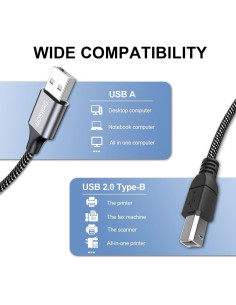 Cable de Impresora USB MOSWAG 1 Metro Alta Velocidad Negro 2