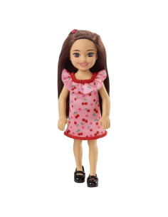 Muñeca Chelsea Barbie Morena 15.24 cm Vestido Cereza Volantes