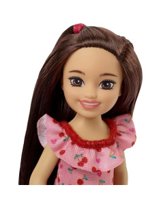 Muñeca Chelsea Barbie Morena 15.24 cm Vestido Cereza Volantes 2