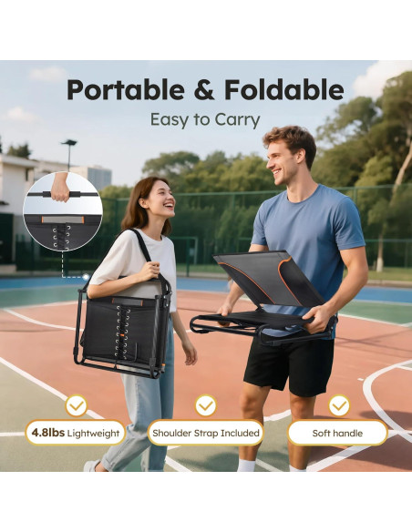 Sillas Plegables LET'S CAMP 2 Pack, Ligeras y Cómodas, Negro