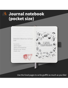 Cuaderno HUSAN Tapa Dura de Cuero Negro 128 Páginas 8.9x14 cm 2