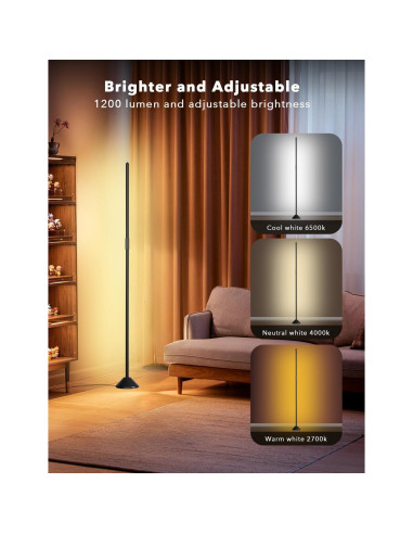 Lámpara de Pie Inteligente DAYBETTER 1200 Lúmenes RGB Ajustable
