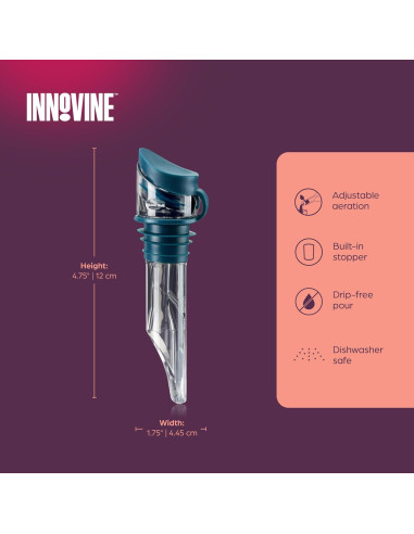 Aerador de Vino Innovine con Tapón Incorporado Verde Oscuro