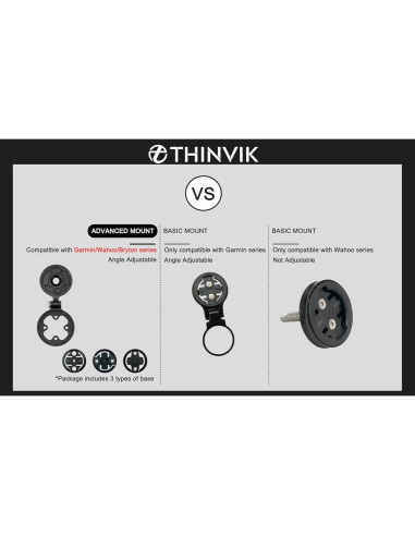 Soporte Superior Thinvik para Wahoo Elemnt y Roam - Aluminio CNC