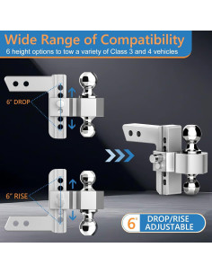 Enganche de Remolque Ajustable Tlvuvmo 6" 12500 LBS Aluminio 2