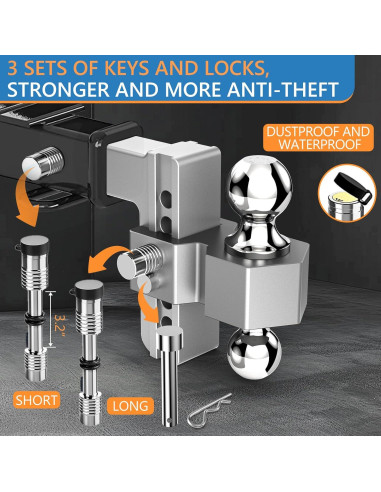 Enganche de Remolque Ajustable Tlvuvmo 6" 12500 LBS Aluminio