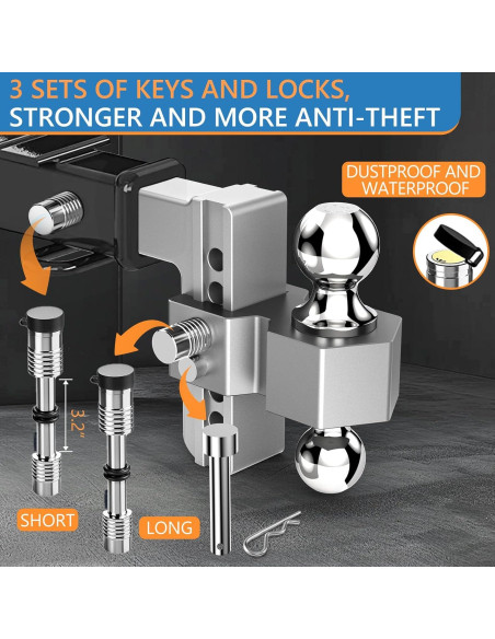 Enganche de Remolque Ajustable Tlvuvmo 6" 12500 LBS Aluminio