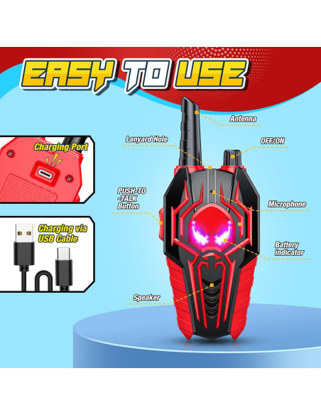 Walkie Talkies Recargables para Niños Evassal 2 Paquete Walkie Talkies Recargables para Niños Evassal 2 Paquete