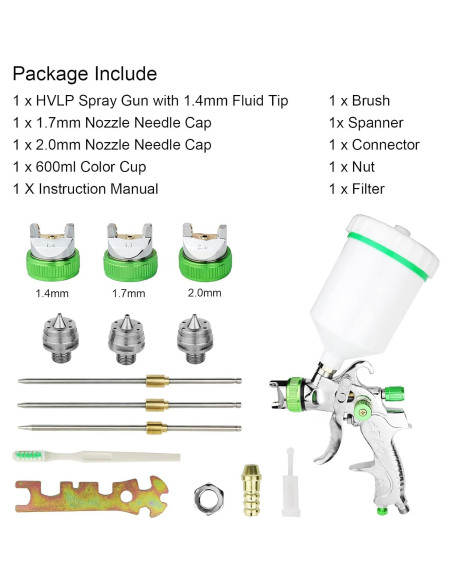 Pistola de Pulverización HVLP Tosucs H2008 1.4mm 600cc