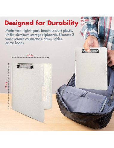 Clipboard Dexas Slimcase 2 con Almacenamiento A4 Blanco