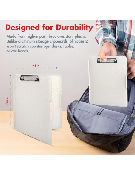 Clipboard Dexas Slimcase 2 con Almacenamiento A4 Blanco