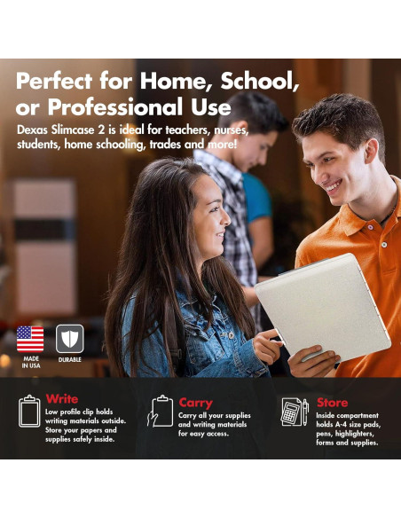 Clipboard Dexas Slimcase 2 con Almacenamiento A4 Blanco