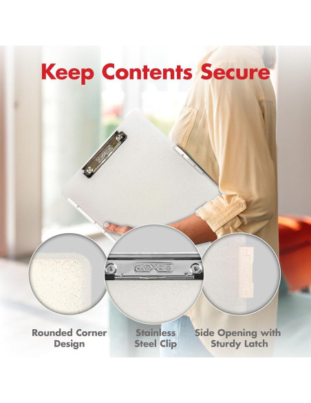 Clipboard Dexas Slimcase 2 con Almacenamiento A4 Blanco