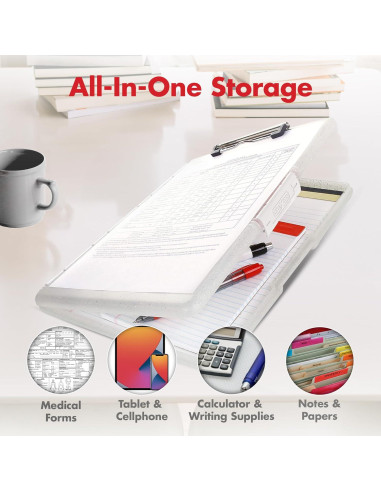 Clipboard Dexas Slimcase 2 con Almacenamiento A4 Blanco