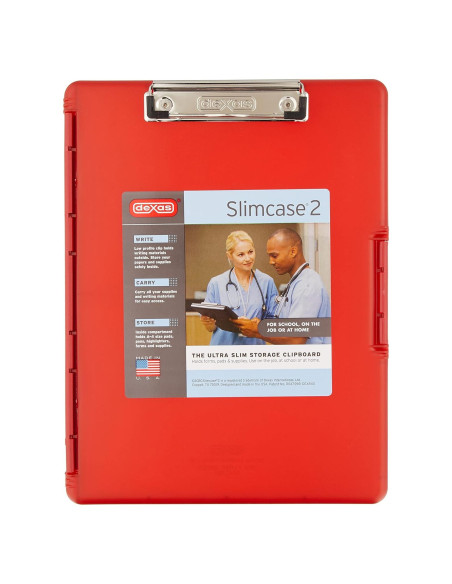 Clipboard Dexas Slimcase 2 Rojo Fresa con Almacenamiento A4