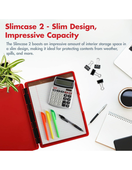 Clipboard Dexas Slimcase 2 Rojo Fresa con Almacenamiento A4