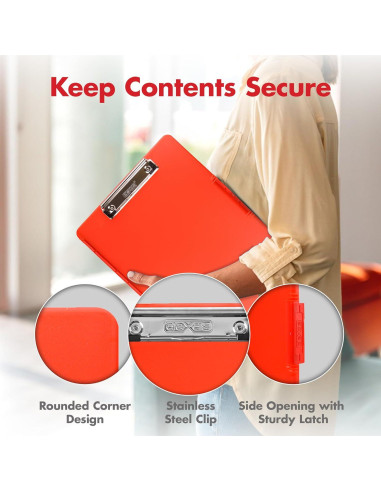 Clipboard Dexas Slimcase 2 Rojo Fresa con Almacenamiento A4