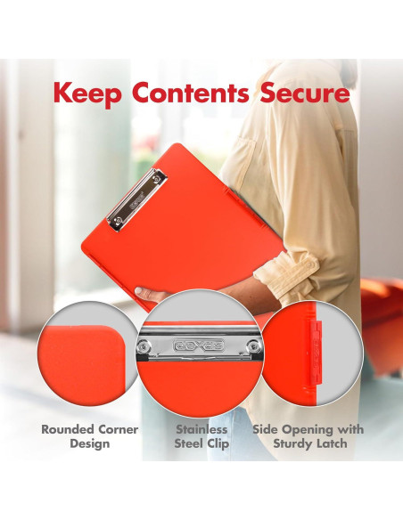 Clipboard Dexas Slimcase 2 Rojo Fresa con Almacenamiento A4