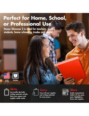 Clipboard Dexas Slimcase 2 Rojo Fresa con Almacenamiento A4
