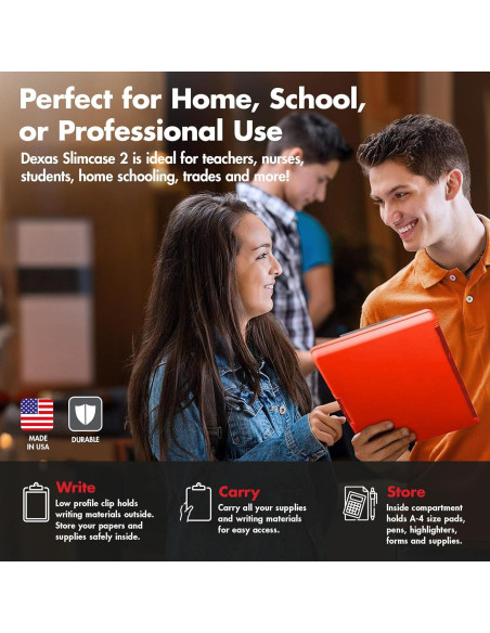 Clipboard Dexas Slimcase 2 Rojo Fresa con Almacenamiento A4