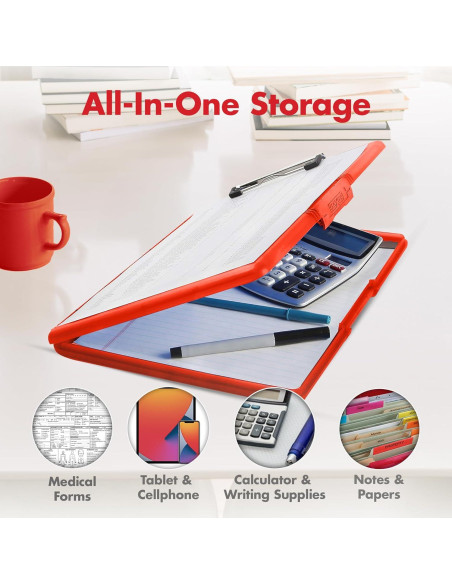 Clipboard Dexas Slimcase 2 Rojo Fresa con Almacenamiento A4