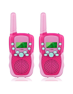 Walkie Talkies Recargables T-388 Rosa para Niños 2 Pcs 22 Canales