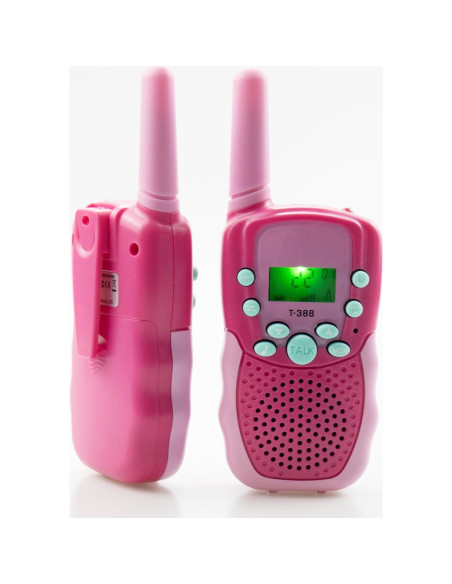 Walkie Talkies Recargables T-388 Rosa para Niños 2 Pcs 22 Canales