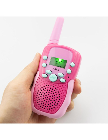 Walkie Talkies Recargables T-388 Rosa para Niños 2 Pcs 22 Canales