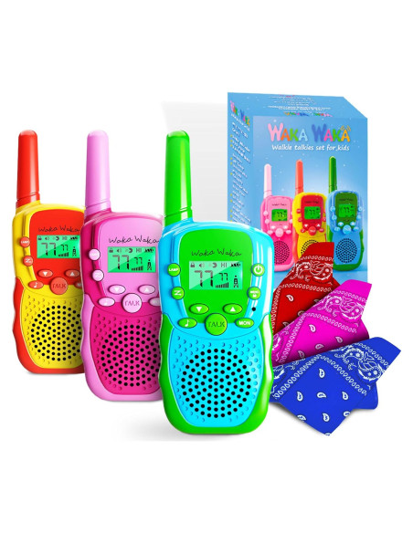Walkie Talkies Waka Waka para Niños - 3 Colores, 3 km Alcance